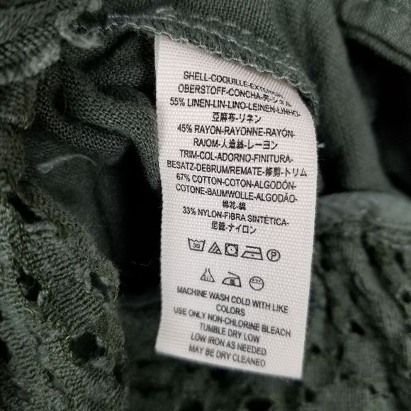 Free People Emilia Victorian Olive Military Crochet Jacket Button Zip Size XS - Picture 7 of 8